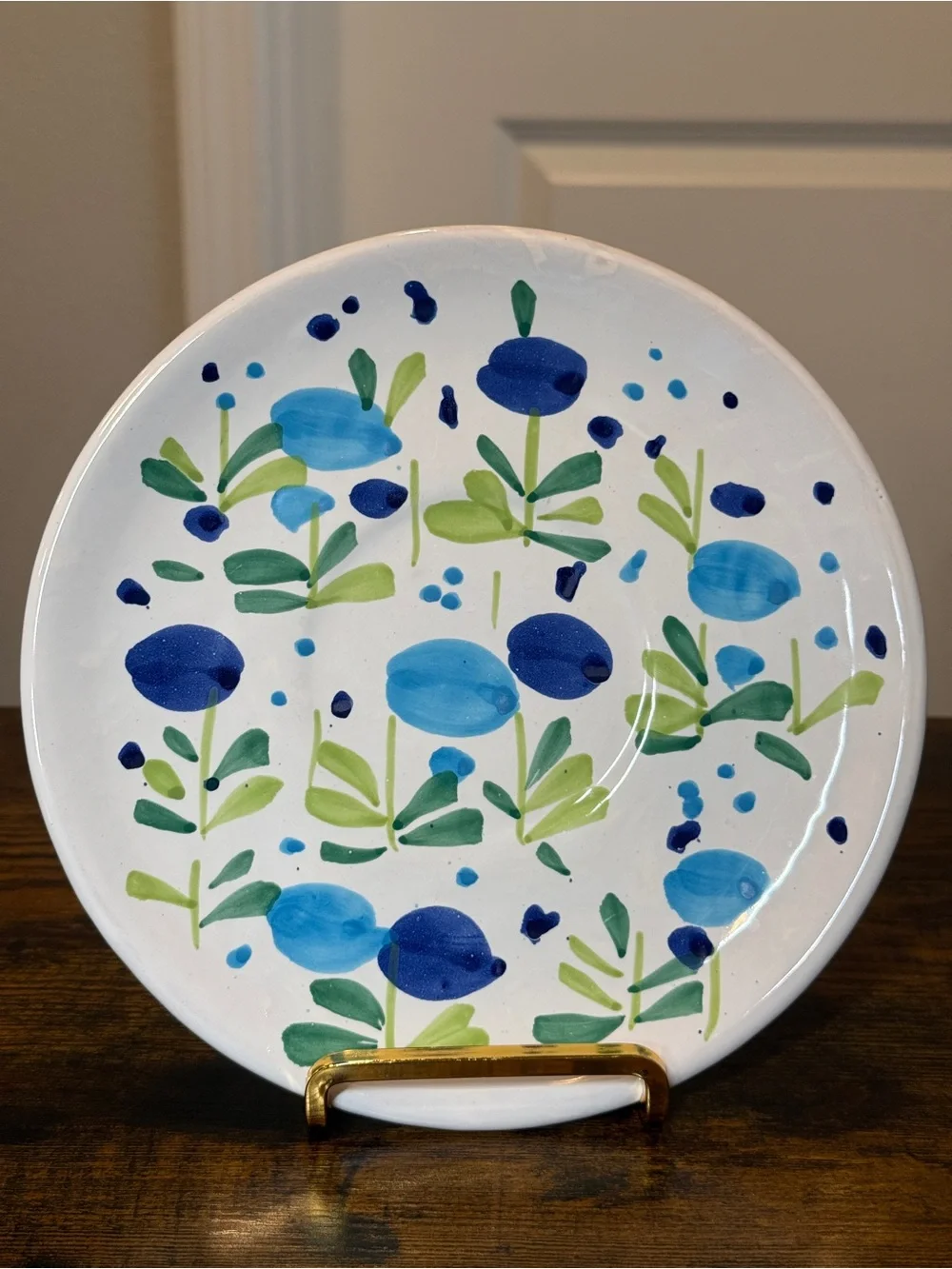 Set of 3 Italian Ceramic Plates – Colorful Floral & Stripe Designs – 8”